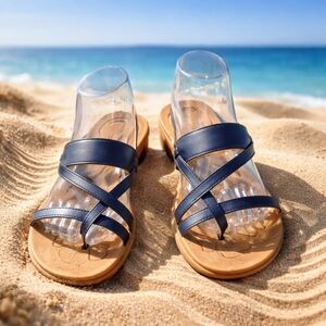 Born Concept  (boc) Navy Crisscross Toe-Loop Women's Sandals